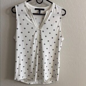 White House Black Market Sleeveless White Polka Dot Blouse